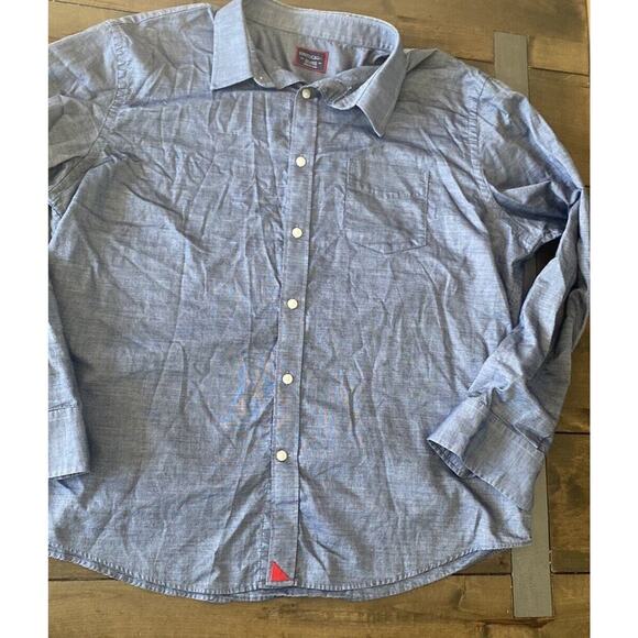 UnTuckit‎ Mens Long Sleeve Chambray Button Up Shirt size XXL Work Wear Career - Picture 1 of 4
